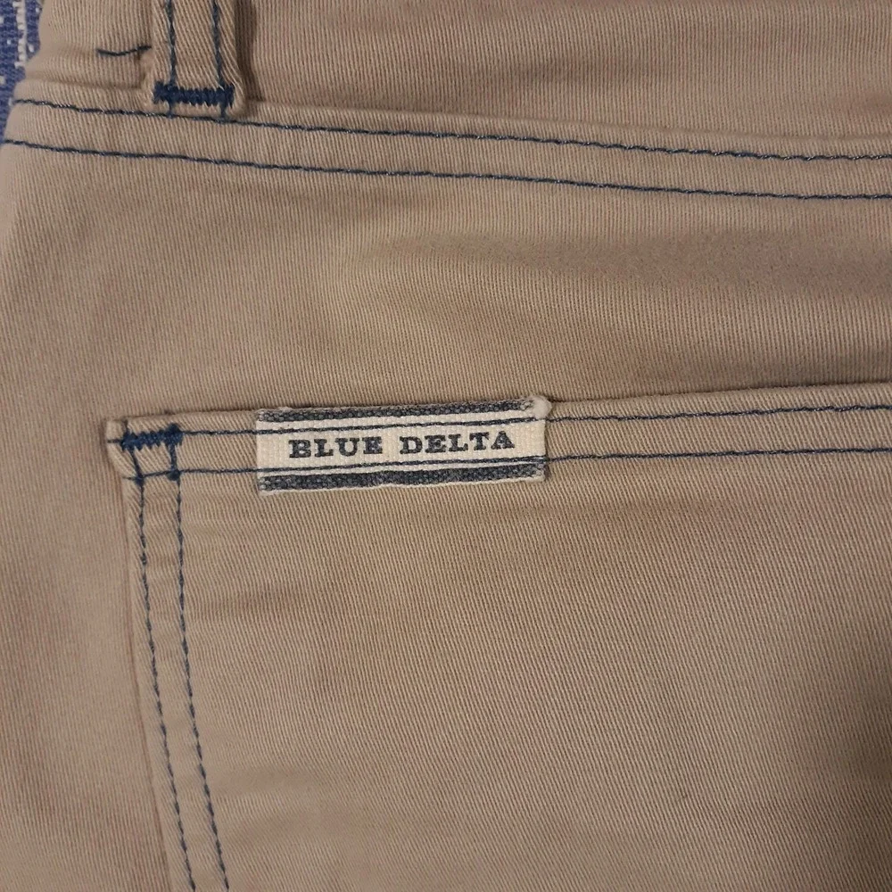 Blue Delta Chino Pants Mens Size Waist 34 Inseam 27.5 Beige Flat Front